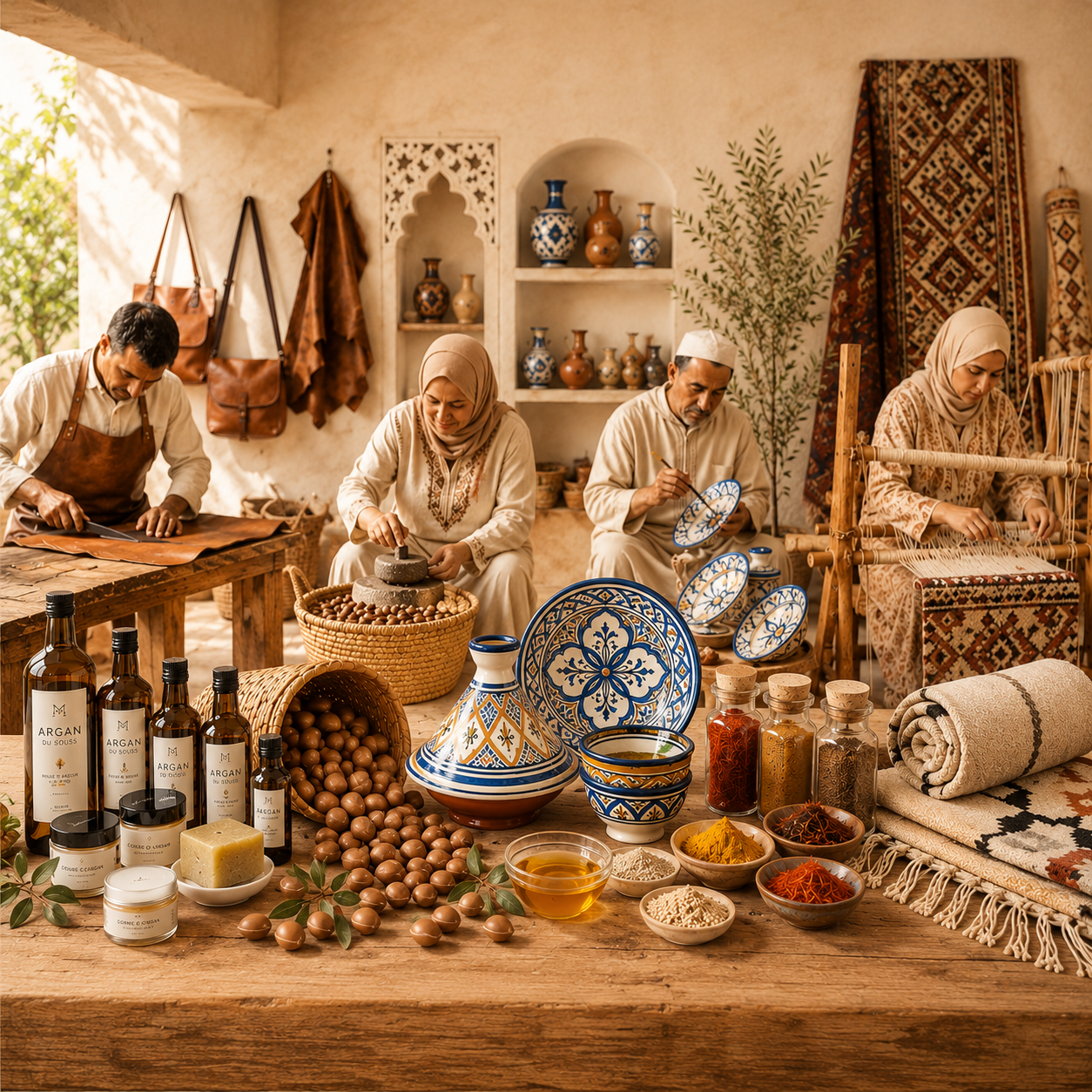 ATLAS products Artisans marocains fabriquant des produits du terroir et de l'artisanat traditionnel dans un atelier AtlasProducts