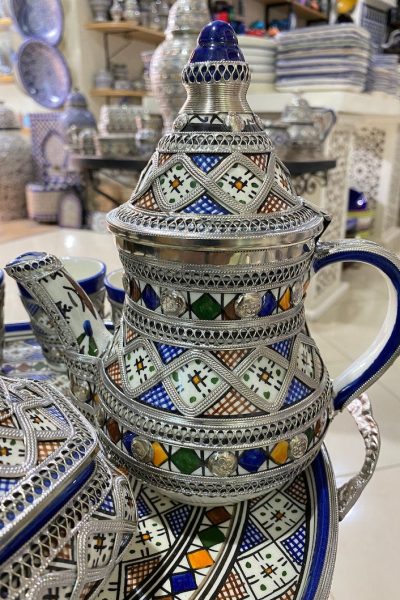 Service à Thé Marocain Artisanal en Céramique – 9 Pièces (6)